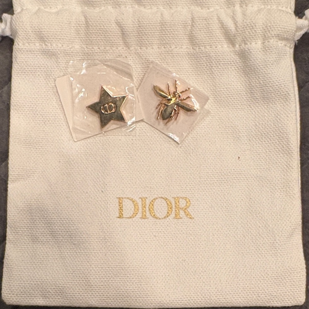 Dior Gold Star and Bee Brooch Set